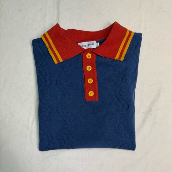 OXKnit Other - OXKNIT Store  Knit Polo Shirt Men’s size Large Retro  60s 70s Mod Style